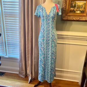 NWT Lilly Pulitzer Sophiletta Maxi Dress Amalfi Blue By the Seashore Size XS